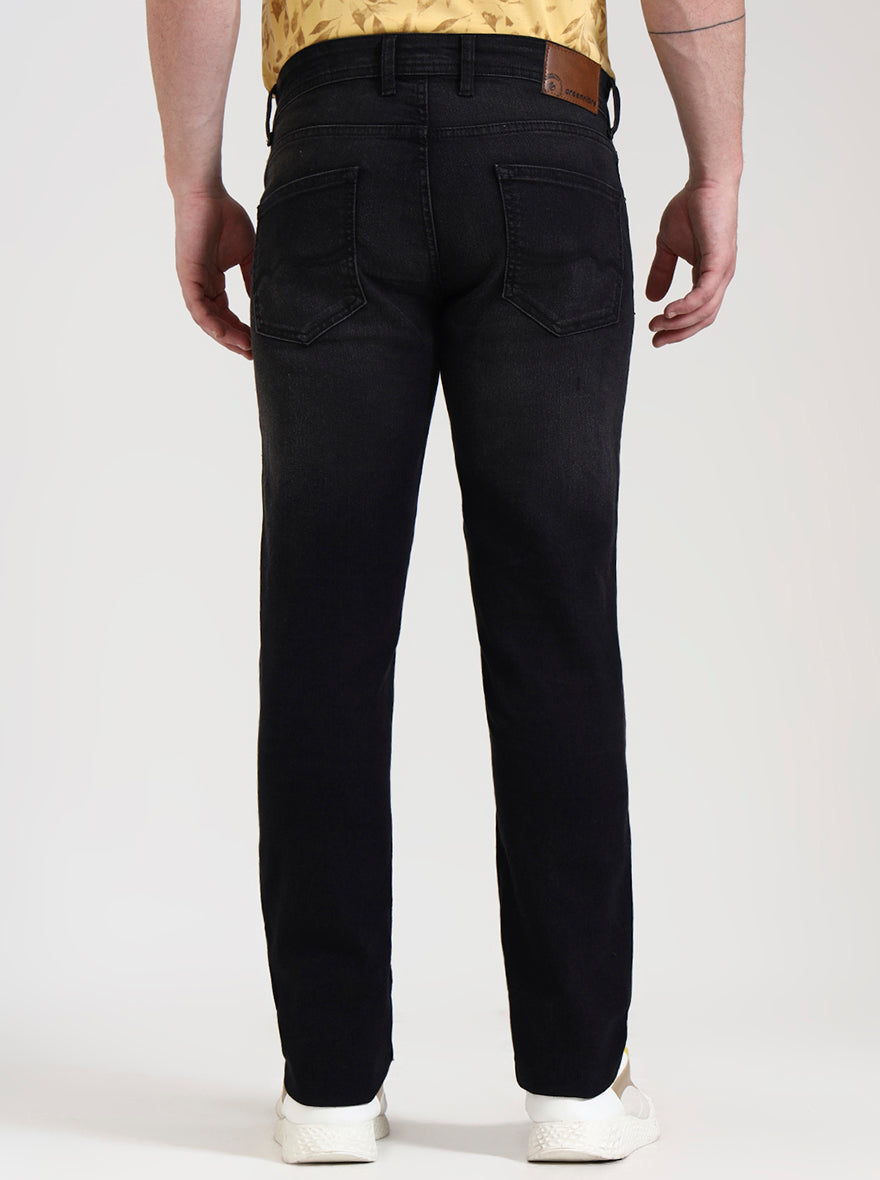 Charcoal Grey Washed Straight Fit Jeans | Greenfibre