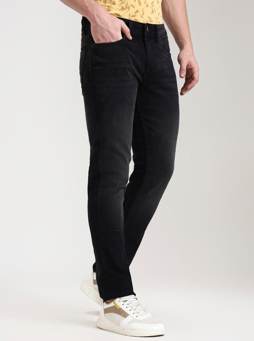 Charcoal Grey Washed Straight Fit Jeans | Greenfibre