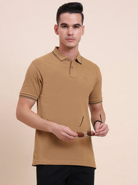 Camel Brown Solid Slim Fit Polo T-Shirt | Greenfibre