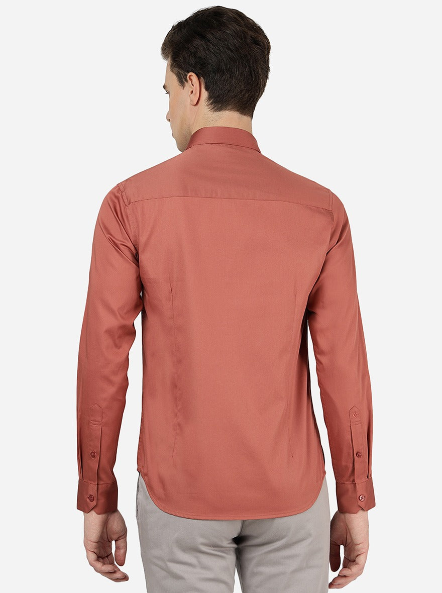 Baked Clay Solid Slim Fit Casual Shirt | Greenfibre