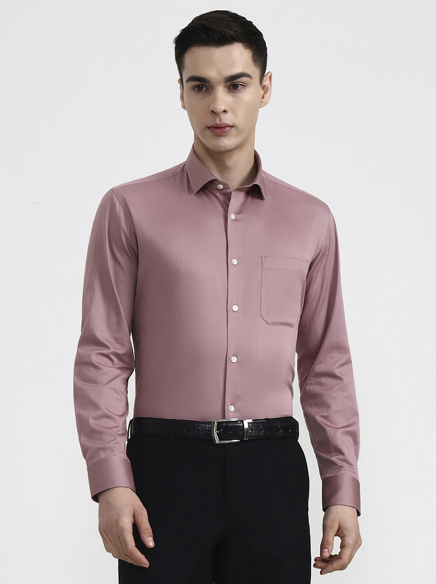 Baby Pink Solid Slim Fit Formal Shirt | Greenfibre