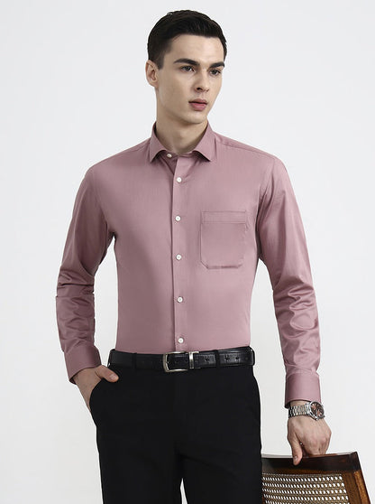 Baby Pink Solid Slim Fit Formal Shirt | Greenfibre