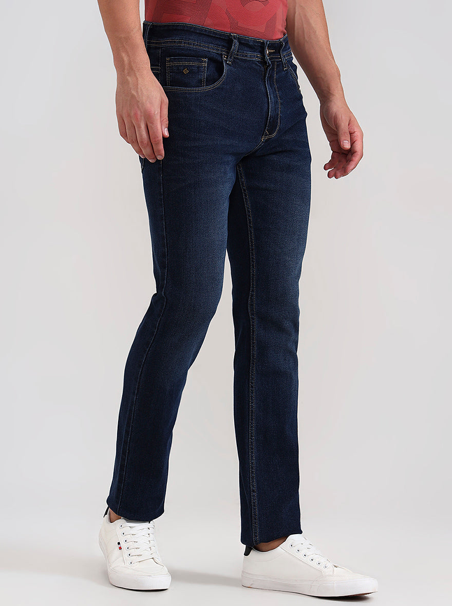 Dark Indigo Blue Washed Slim Fit Jeans | Greenfibre