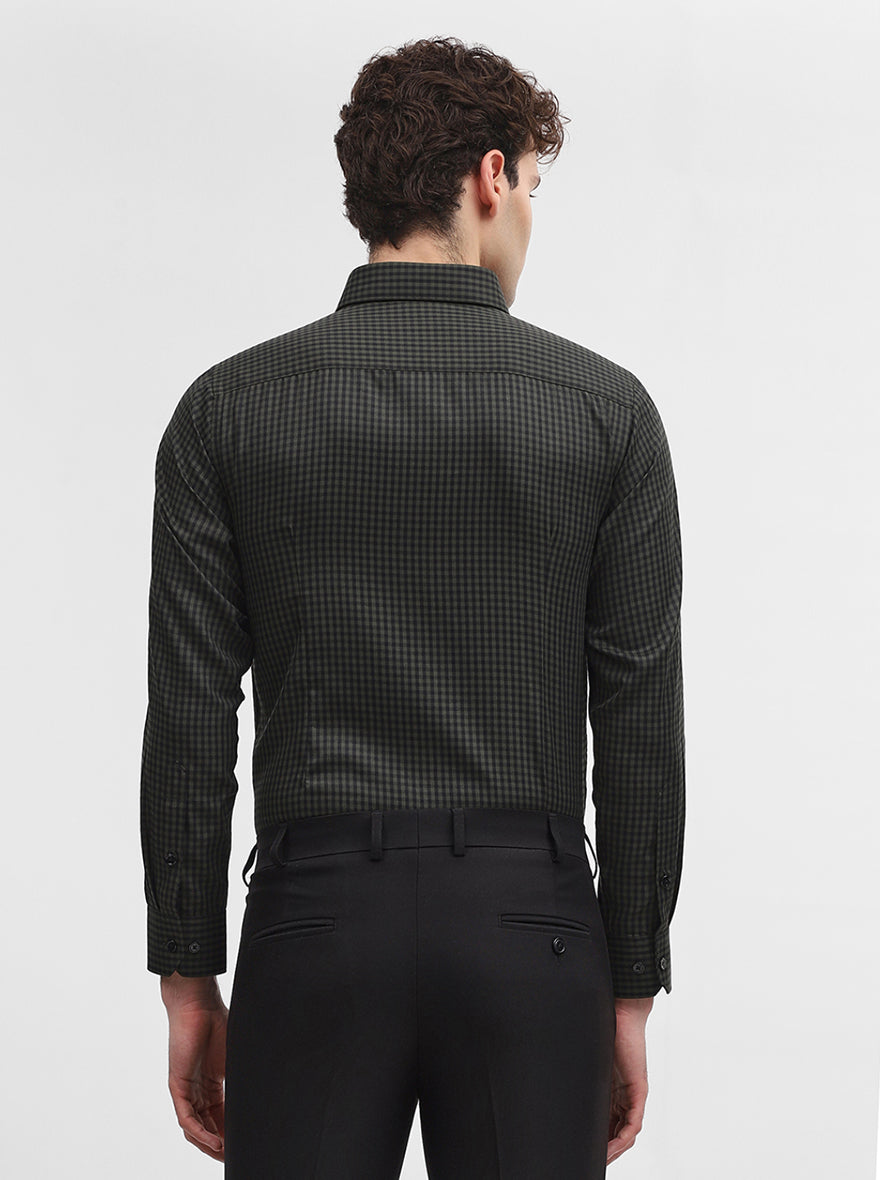 Green Checked Slim Fit Formal Shirt | Greenfibre