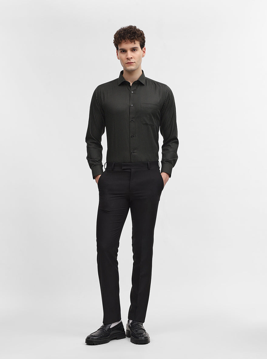 Green Checked Slim Fit Formal Shirt | Greenfibre