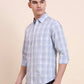 Light Blue Checked Slim Fit Casual Shirt | Greenfibre