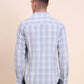 Light Blue Checked Slim Fit Casual Shirt | Greenfibre