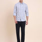 Light Blue Checked Slim Fit Casual Shirt | Greenfibre