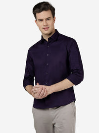 Mulberry Purple Solid Slim Fit Casual Shirt | Greenfibre