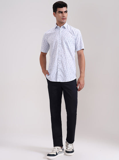 Navy Blue Solid Neo Fit Casual Trouser | Greenfibre