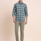 Green Checked Slim Fit Casual Shirt | Greenfibre