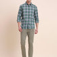 Green Checked Slim Fit Casual Shirt | Greenfibre