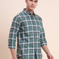 Green Checked Slim Fit Casual Shirt | Greenfibre
