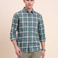 Green Checked Slim Fit Casual Shirt | Greenfibre