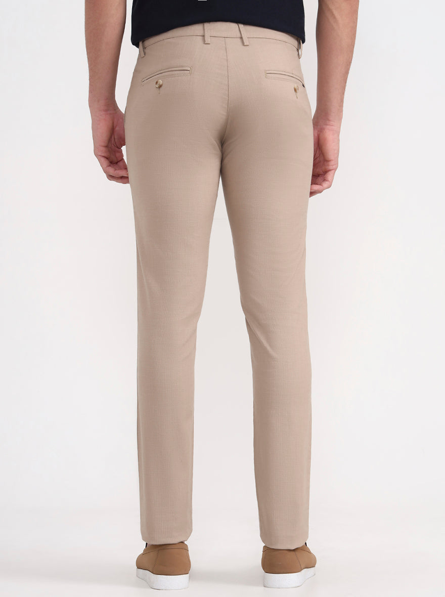 Dark Khaki Solid Super Slim Fit Casual Trouser | Greenfibre