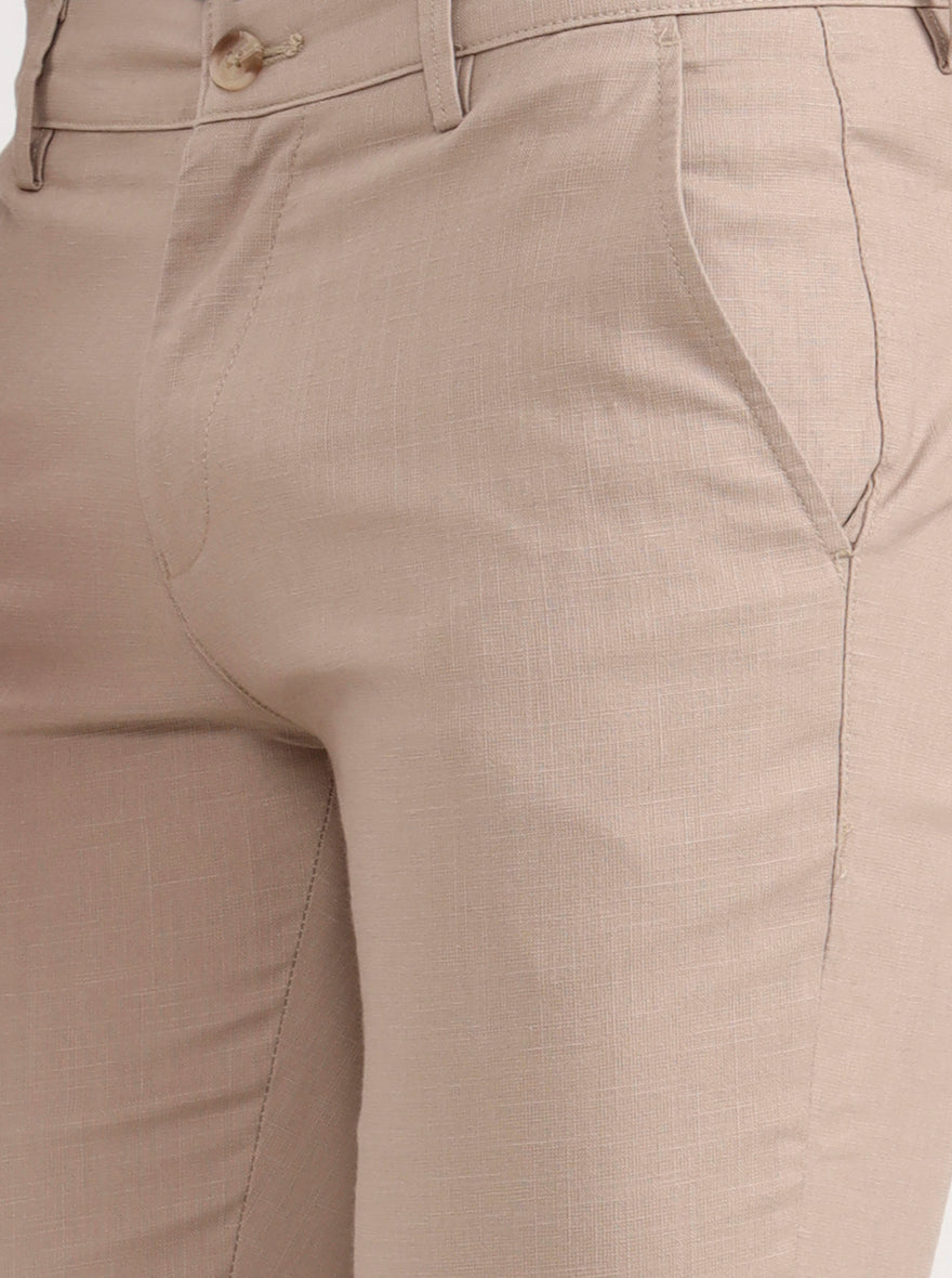 Dark Khaki Solid Super Slim Fit Casual Trouser | Greenfibre