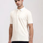 Cream Solid Slim Fit Polo T-Shirt | Greenfibre