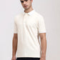 Cream Solid Slim Fit Polo T-Shirt | Greenfibre