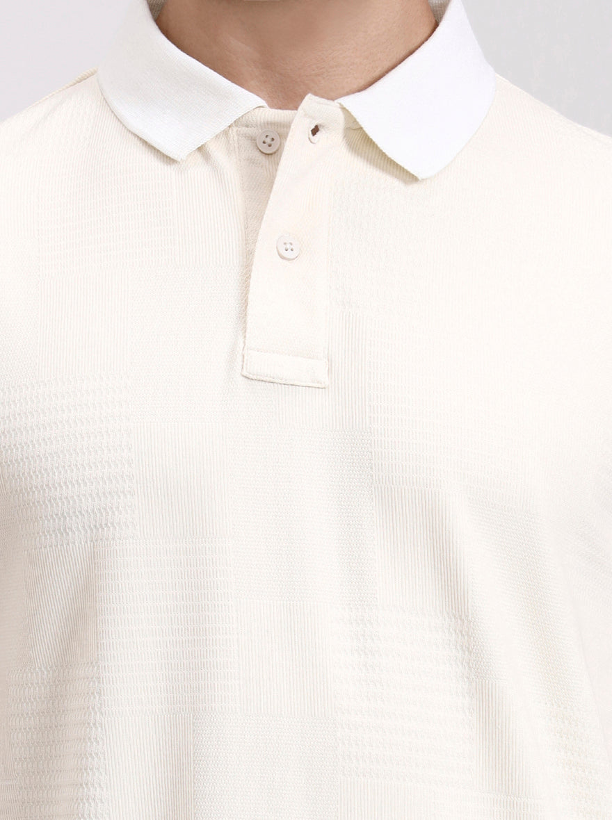 Cream Solid Slim Fit Polo T-Shirt | Greenfibre