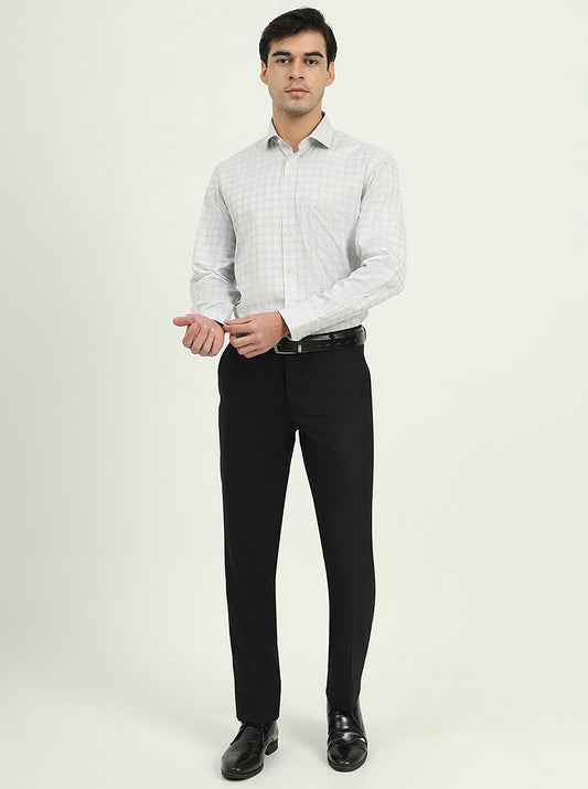 Grey Checked Regular Fit Formal Shirt | Greenfire