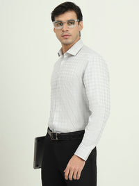 Grey Checked Regular Fit Formal Shirt | Greenfire