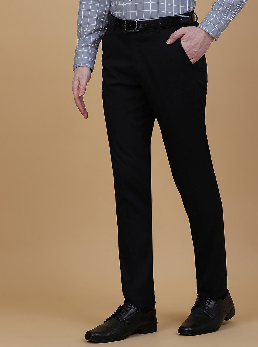 Black Solid Super Slim Fit Formal Trouser | Greenfibre