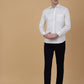 Off White Solid Slim Fit Party Wear Shirt | Greenfibre