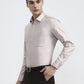 Peach Solid Slim Fit Formal Shirt | Greenfibre