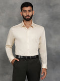 Cream Solid Slim Fit Casual Shirt | GreenFibre