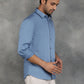 Blue Solid Slim Fit Casual Shirt | GreenFibre