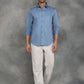 Blue Solid Slim Fit Casual Shirt | GreenFibre