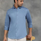 Blue Solid Slim Fit Casual Shirt | GreenFibre