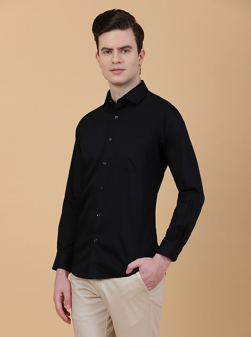 Black Solid Slim Fit Party Wear Shirt | Greenfibre