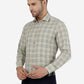 Beige Checked Slim Fit Formal Shirt | Greenfibre