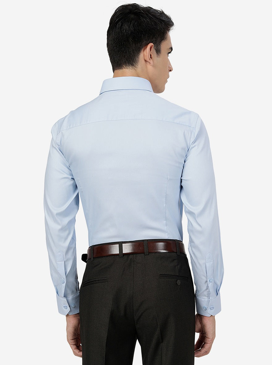 Sky Blue Solid Slim Fit Formal Shirt | Greenfibre