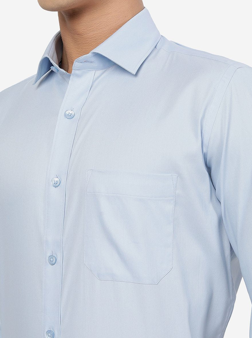 Sky Blue Solid Slim Fit Formal Shirt | Greenfibre