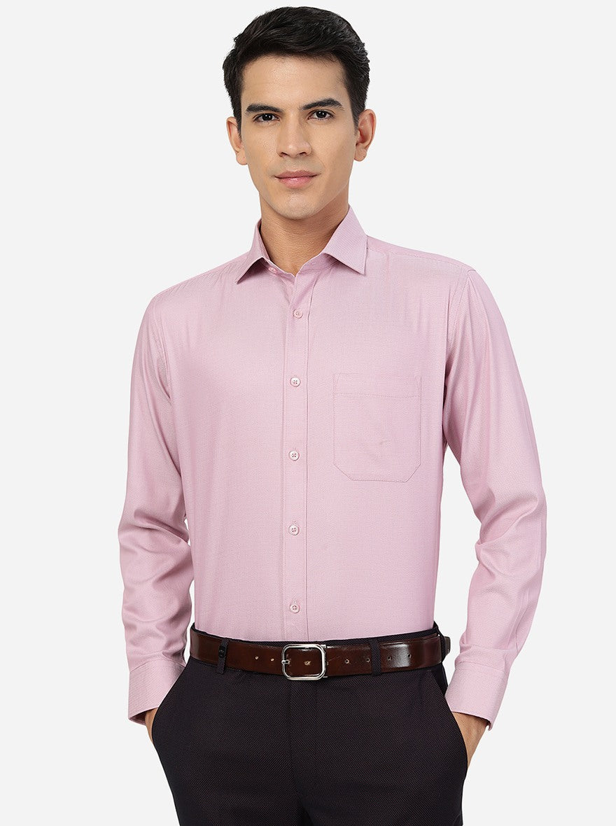 Dusty Pink Solid Slim Fit Formal Shirt | Greenfibre