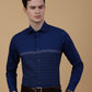 Navy Blue Striped Slim Fit Formal Shirt | Greenfibre