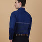 Navy Blue Striped Slim Fit Formal Shirt | Greenfibre