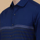 Navy Blue Striped Slim Fit Formal Shirt | Greenfibre