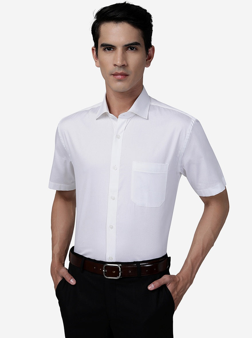 White Solid Regular Fit Formal Shirt | Greenfibre