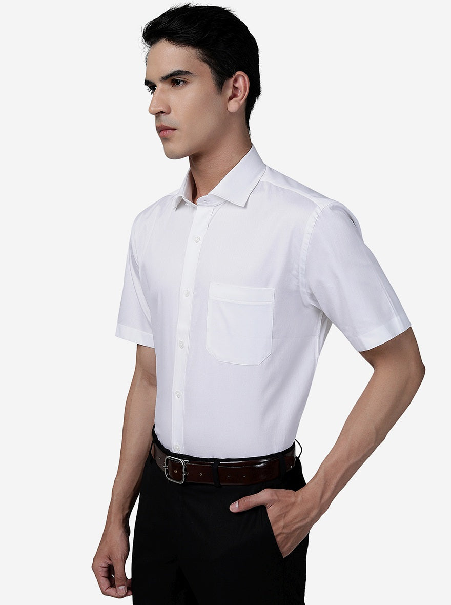 White Solid Regular Fit Formal Shirt | Greenfibre