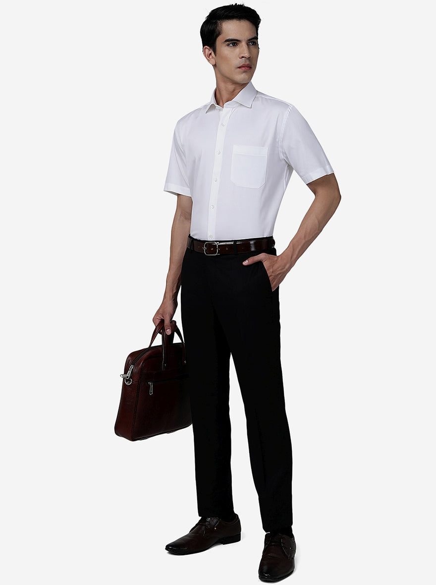 White Solid Regular Fit Formal Shirt | Greenfibre