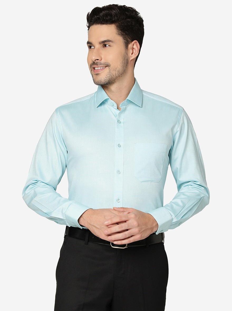 Green Solid Slim Fit Formal Shirt | Greenfibre