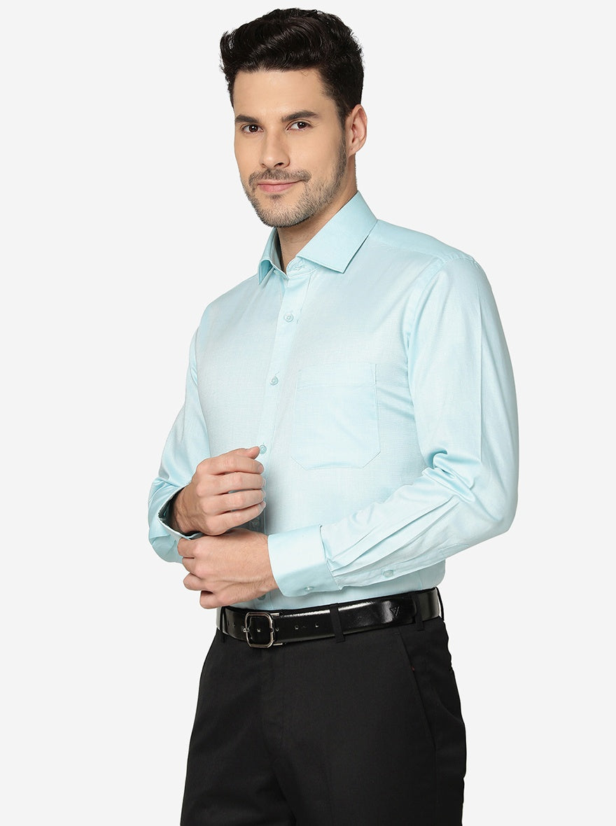 Green Solid Slim Fit Formal Shirt | Greenfibre