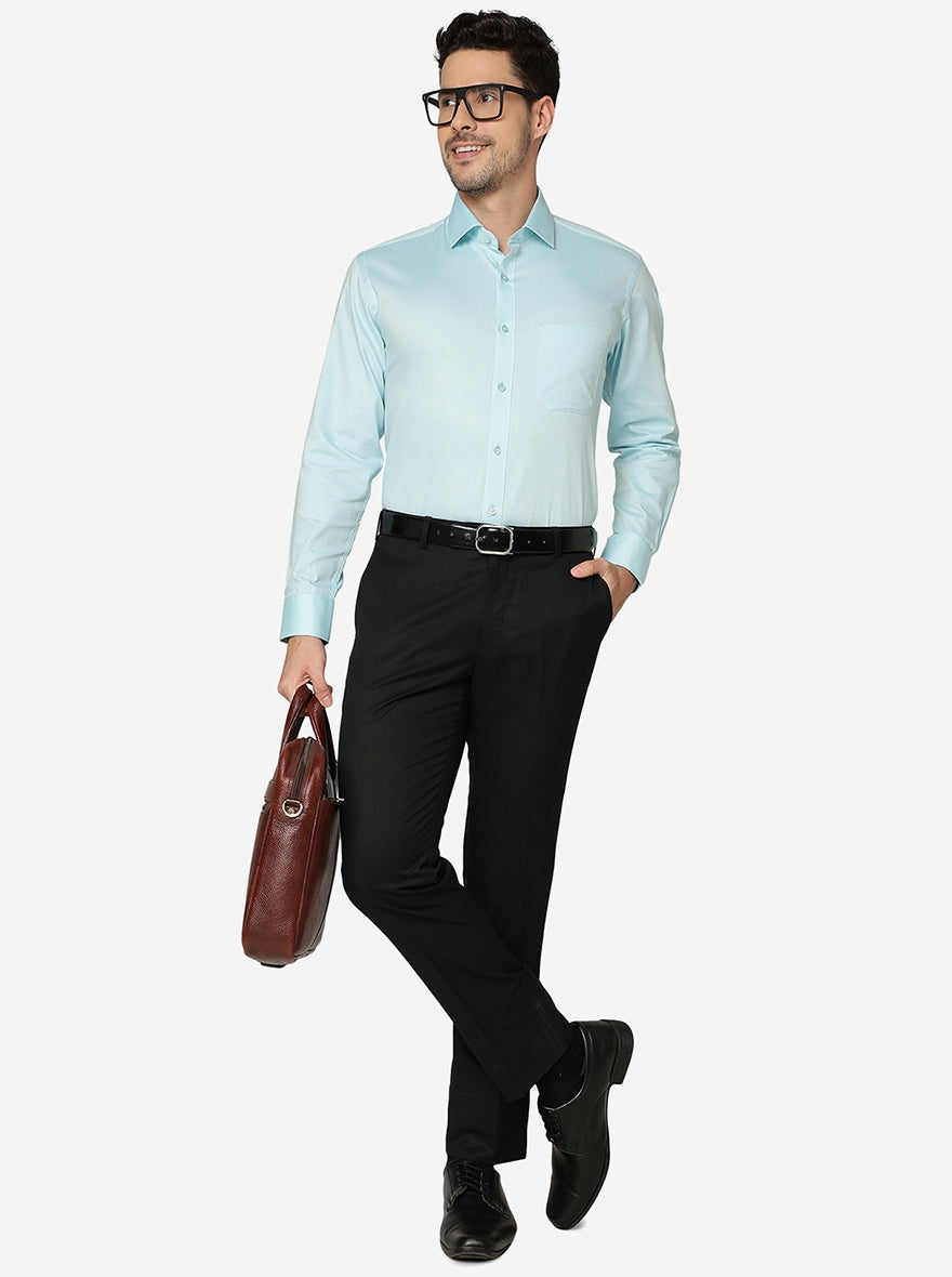 Green Solid Slim Fit Formal Shirt | Greenfibre