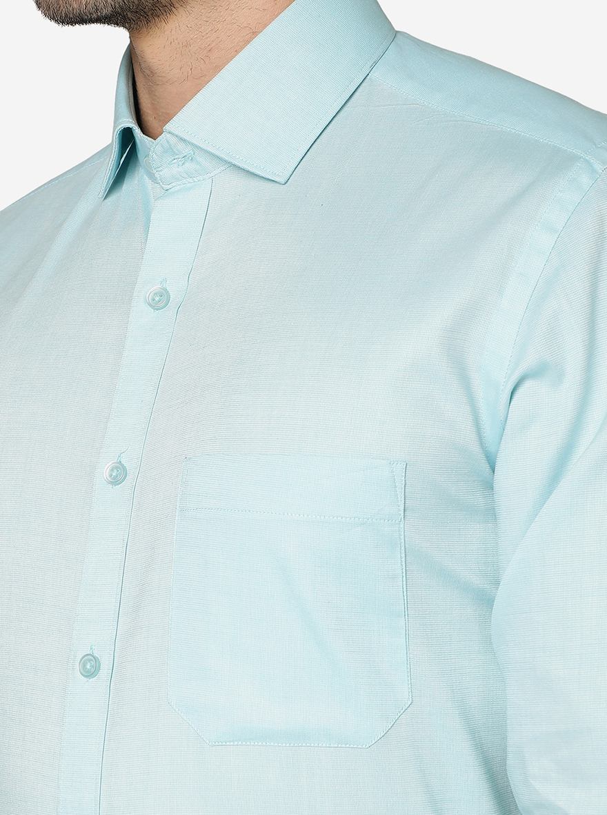 Green Solid Slim Fit Formal Shirt | Greenfibre