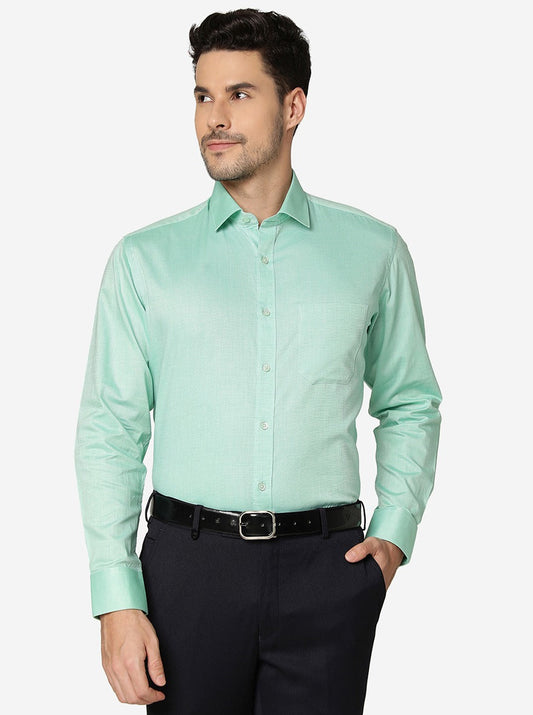 Green Solid Slim Fit Formal Shirt | Greenfibre