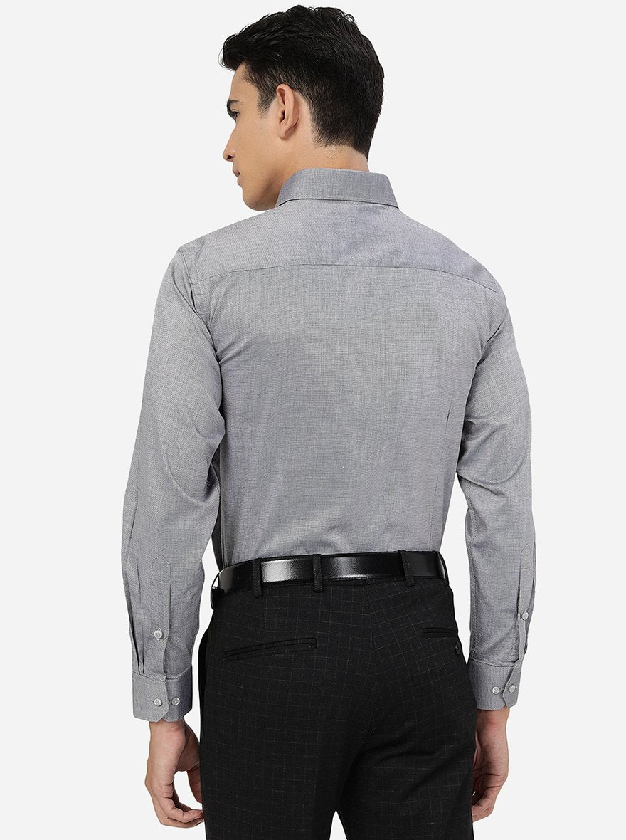 Dark Grey Solid Slim Fit Formal Shirt | Greenfibre