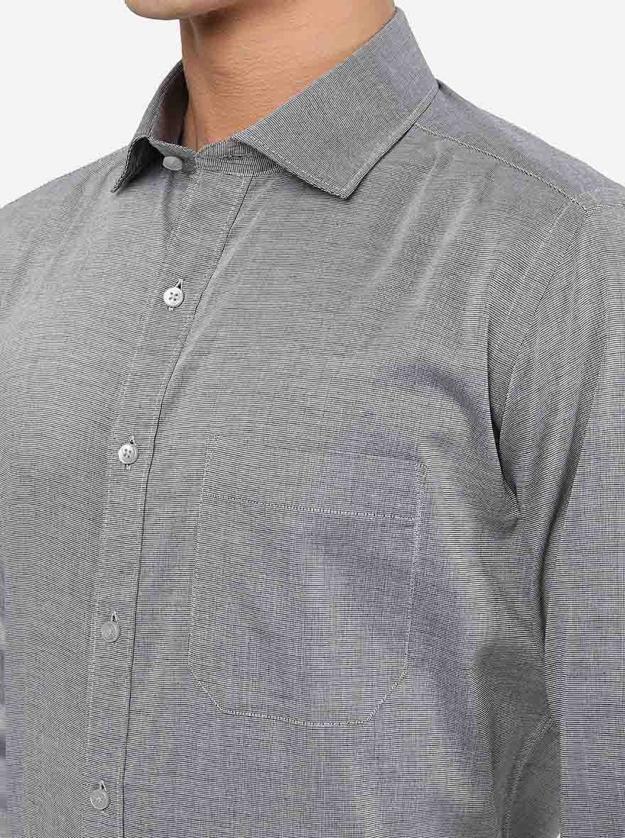 Dark Grey Solid Slim Fit Formal Shirt | Greenfibre